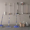 Essential Household Cleaning Tools Including Mops Brooms Vacuum Cleaners And Buckets