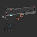 Futuristic Weapon Modern Pistol Design With Blue Light And Orange Accents