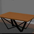 Modern Coffee Table With Wooden Top And Black Metal Crossed Legs In Bright Room