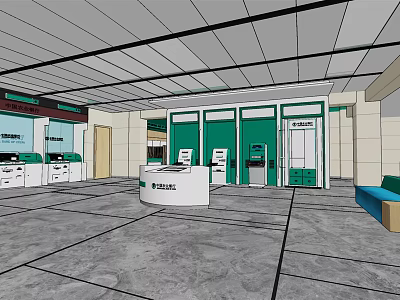 Modern Bank Agricultural Bank Service Hall 3d model