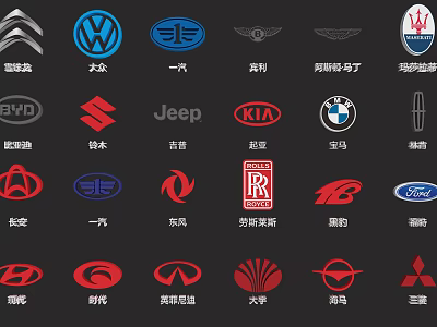 Collection of Various Famous Car Logos from Top Automotive Brands 3d model