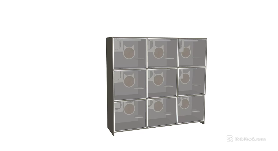 Practical Home Storage Cabinet With Multiple Transparent Drawers And Round Handles 3d model 