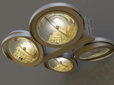 Modern Recessed Downlights And Spotlights With Multiple Ceiling Mounted Heads For Home Lighting Design 3d model