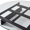Modern Glass Top Coffee Table With Black Frame And Cross Design Structure 3d model