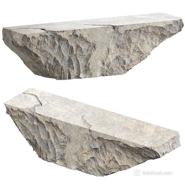 Natural Stone Reception Desk With Rough Textured Surface And Rustic Design 3d model