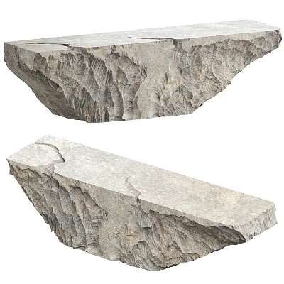 Natural Stone Reception Desk With Rough Textured Surface And Rustic Design 3d model