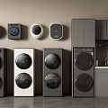 Sleek Modern Washing Machines In Black White Gray With Cabinet Storage