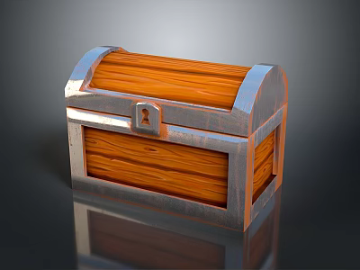 Wooden Storage Chest With Metal Trim And Locking Clasp For Home Storage Use 3d model