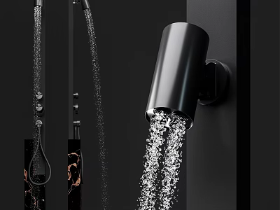 Modern Black Wall Mounted Faucet With Smooth Water Flow And Sleek Design 3d model