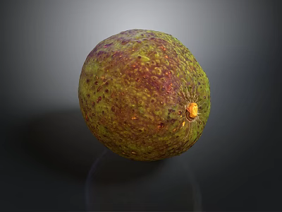 Fresh Ripe Avocado With Green Brown Speckled Skin On Dark Surface 3d model