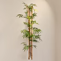 Modern Hallway Interior With Bamboo Wall Decor On Light Wall 3d model