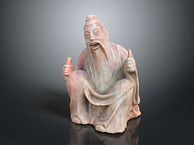 Ancient Style Ceramic Figurine As Home Decorative Living Supplies With Sitting Posture And Robe 3d model