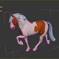 3D Model of Orange and White Horse with White Mane and Tail in Standing Pose 3d model