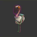 Mechanical Flamingo Robot With Pink Body Long Legs Metallic Structure And Red Eyes