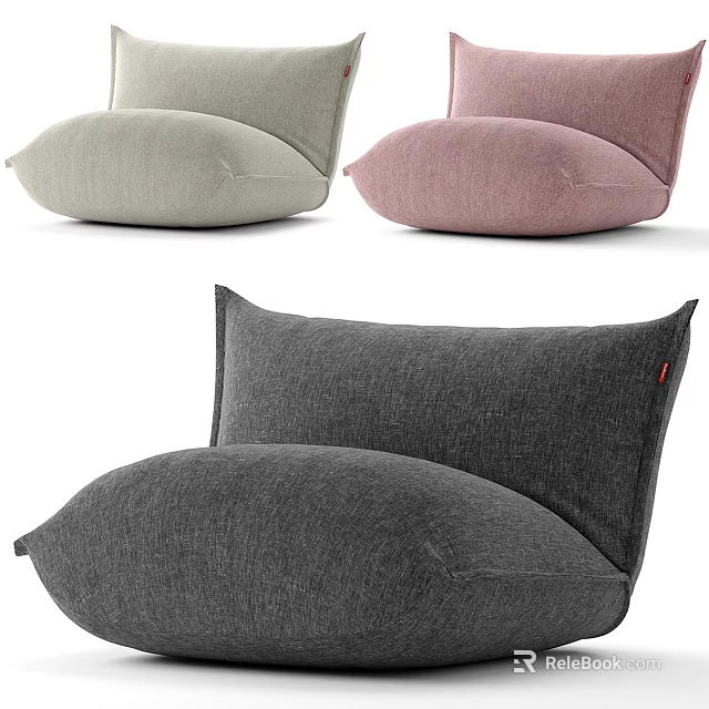 Soft Cozy Bean Bag Chairs with Light Gray Pink Dark Gray Colors Modern Home Use 3d model 