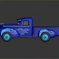 Vintage Blue Cartoon Truck With Flame Decals Blue Wheels And Character Eyes