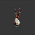 Red Banjos In Various Styles Displayed On Stands With Gray Background