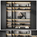 Modern Storage Shelf Unit With Layered Design Books Decorative Vase And Ambient Lighting