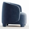 Navy Blue Modern Single Sofa With Rounded Arms And Comfortable Velvet Seat