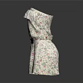 Strapless Floral Print Women's Summer Casual Romper With Ruffled Edge Design