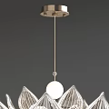 Elegant Lotus Shaped Transparent Chandelier Lighting Fixture with Golden Frame and Tassel Decoration