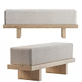 Modern Sofa Bench With Light Gray Fabric Cushion And Wooden Frame Design