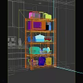 Modern Kitchen Multi Tiered Shelf With Microwave Pots Dishes And Storage Containers