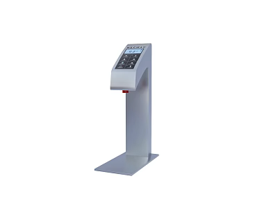 Silver Standing Self Service Terminal With Display Screen And Control Panel 3d model