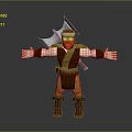 3D Warrior Character With Red Beard Goggles And Axe On Back Arms Outstretched 3d model