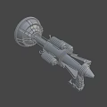 Futuristic Sci Fi Weapon with Metallic Circular Structure Multiple Components and Launch Mechanism 3d model