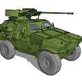Green Military Armored Functional Vehicle With Roof Mounted Gun And Protective Armor