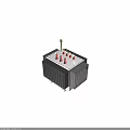 Power Transformer Equipment With Black Radiator Red Insulation Bushings And Metal Top Panel