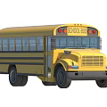 Yellow School Bus Exterior View With Front Headlights And Side Windows 3d model