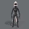 Aquatic Animal 3D Model Featuring White Head Sharp Teeth And Black Body