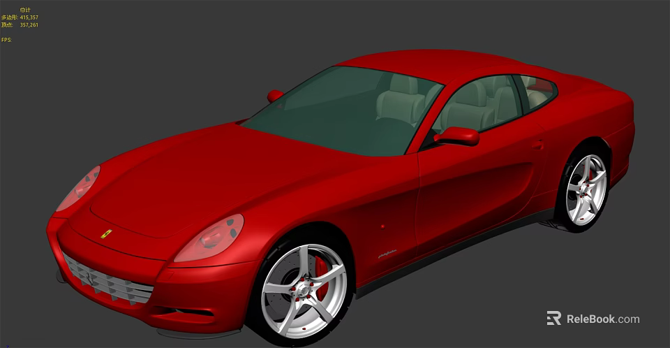 Red Ferrari Sports Car With Sleek Exterior And Silver Alloy Wheels 3d model 