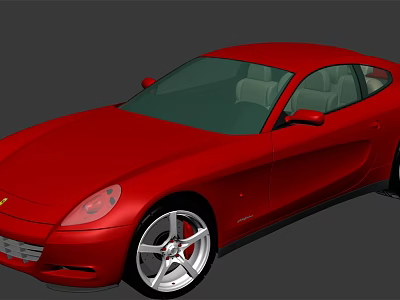 Red Ferrari Sports Car With Sleek Exterior And Silver Alloy Wheels 3d model