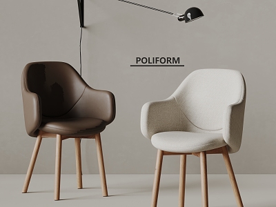 poliform modern dining chair wall lamp fabric chair leather chair 3d model