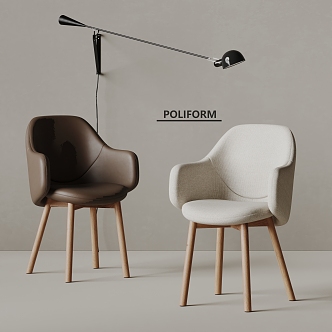 poliform modern dining chair wall lamp fabric chair leather chair 3d model