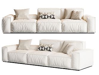 Modern three-seat sofa multiplayer sofa 3d model