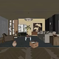 Middle Ancient Living Room Sofa Combination Coffee Table Carpet Leisure Sofa 3d model