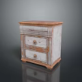 Vintage Wooden Nightstand Featuring Wooden Top Two White Drawers And Metal Handles