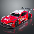 Red And White ZENT Race Car With Aerodynamic Design And Rear Wing