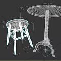 Wooden Round Table And Stool With Twisted Leg Design And Simple Style For Home Living