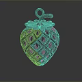 Decorative Strawberry Shaped Hollow Container With Intricate Pattern And Leaf Detail 3d model