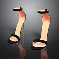 Black High Heel Sandals With Ankle Strap And Stiletto Heel Stylish Design