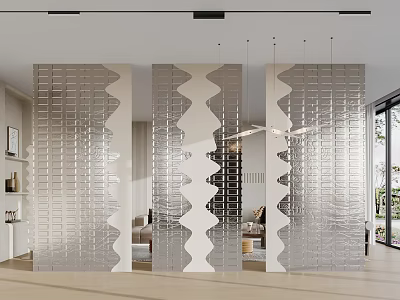 Modern Transparent Room Divider With Wavy Geometric Design For Interior Space Partitioning And Light Transmission 3d model
