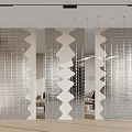 Modern Transparent Room Divider With Wavy Geometric Design For Interior Space Partitioning And Light Transmission