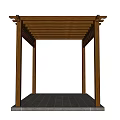 Wooden Outdoor Pergola With Lattice Top Design And Concrete Base Supporting Posts
