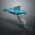 Futuristic Blue Sci Fi Weapon With Coiled Grip Spiked Tip And Sleek Design