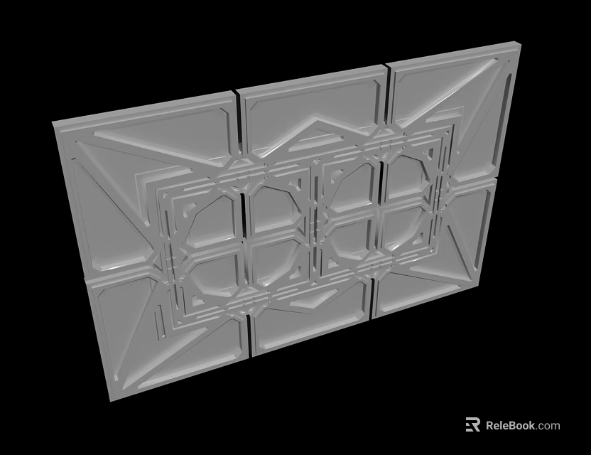 Grey Decorative Panel Featuring Geometric Square And Diamond Patterns Textured Surface Modular Design 3d model 
